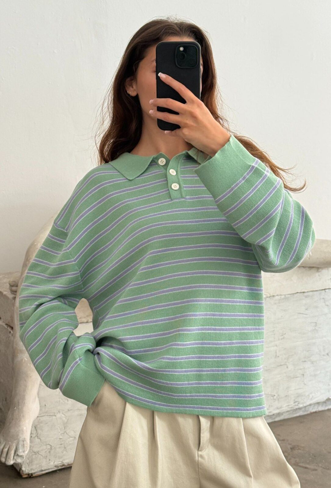 Trui Adanne Polo - mint/blue