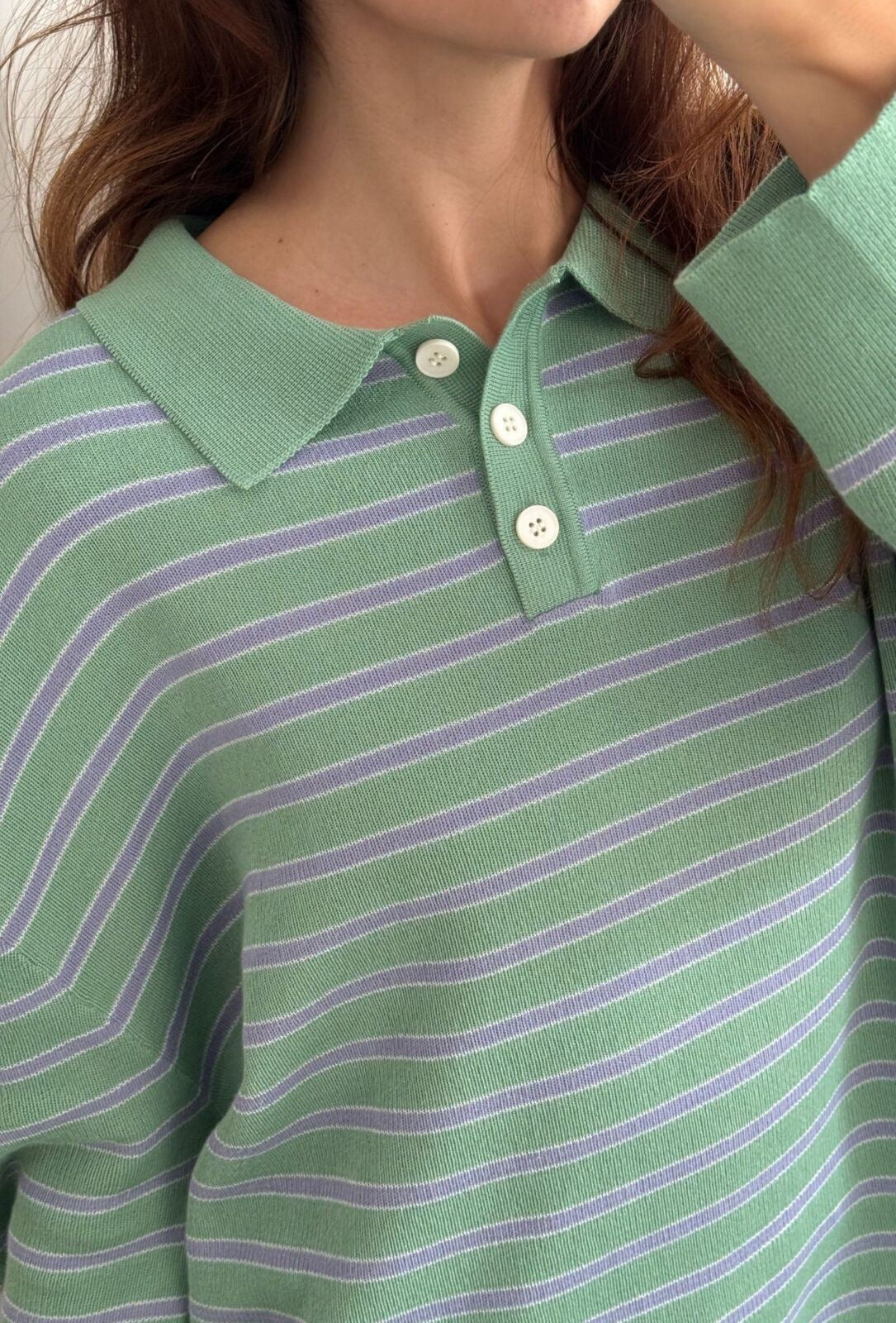 Trui Adanne Polo - mint/blue