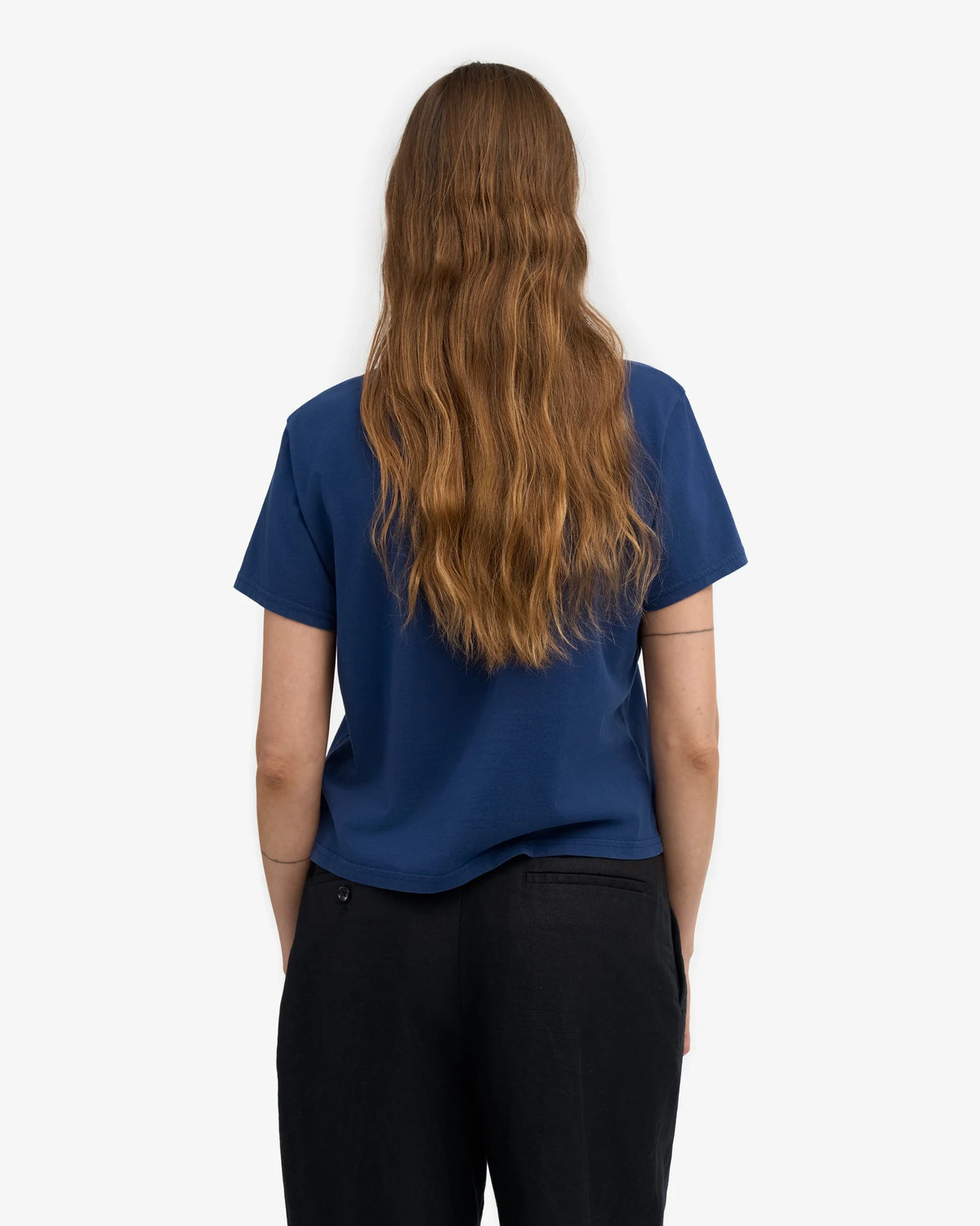 T-shirt Organic Boxy Crop - marine blue