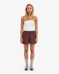 Short Linen - oxblood red