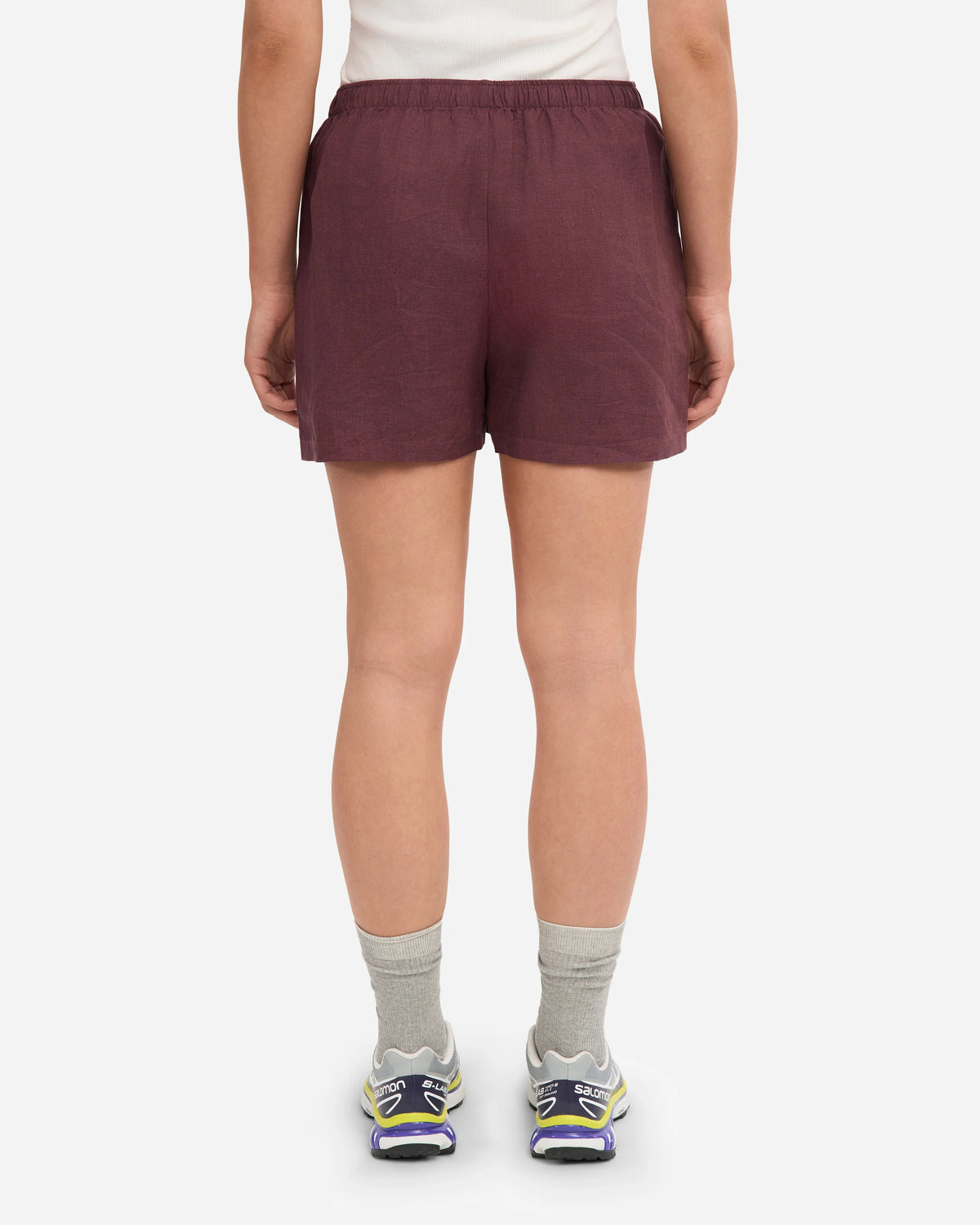 Short Linen - oxblood red