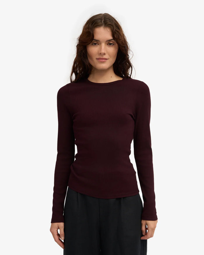 Shirt Organic Rib LS - Oxblood Red