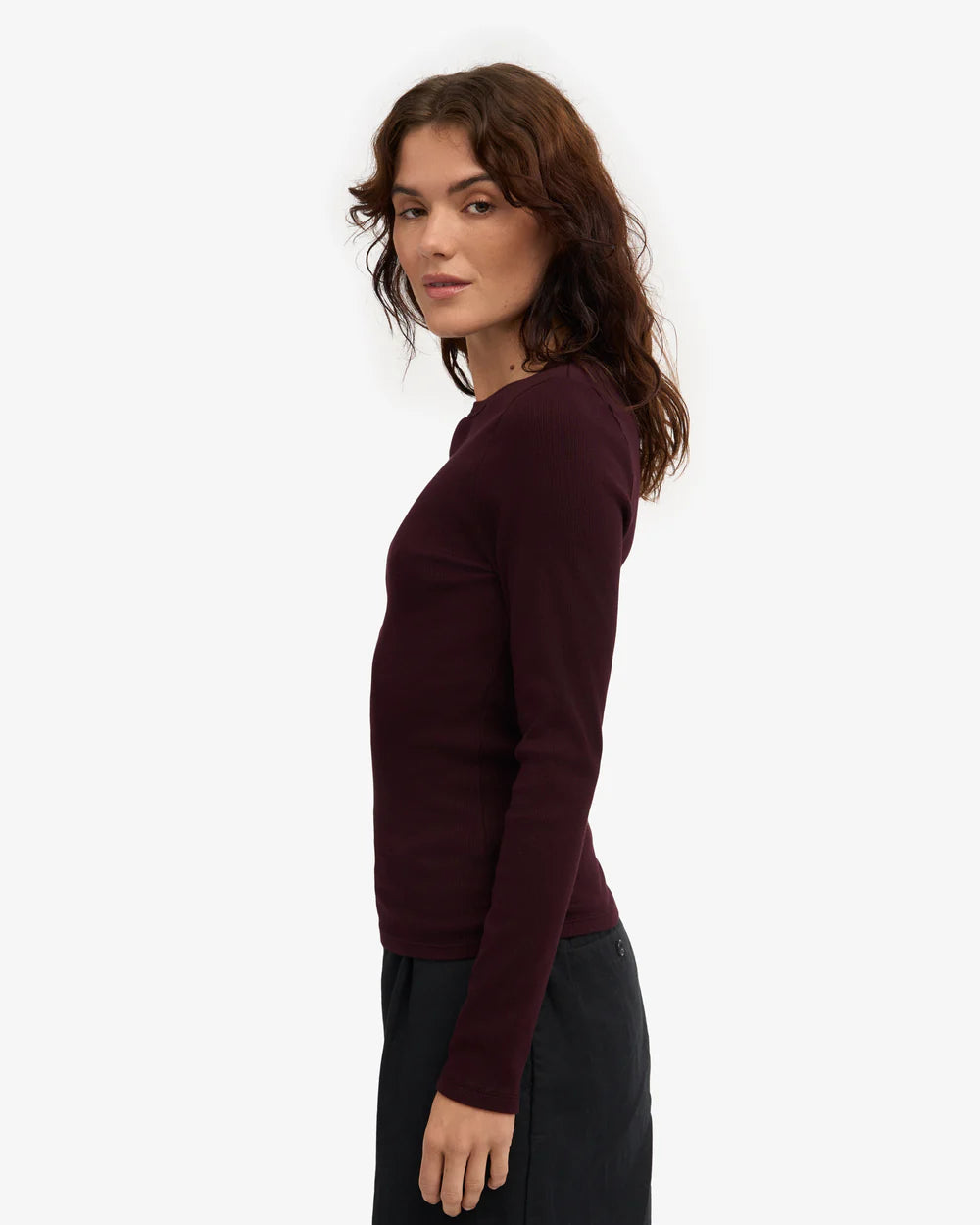 Shirt Organic Rib LS - Oxblood Red