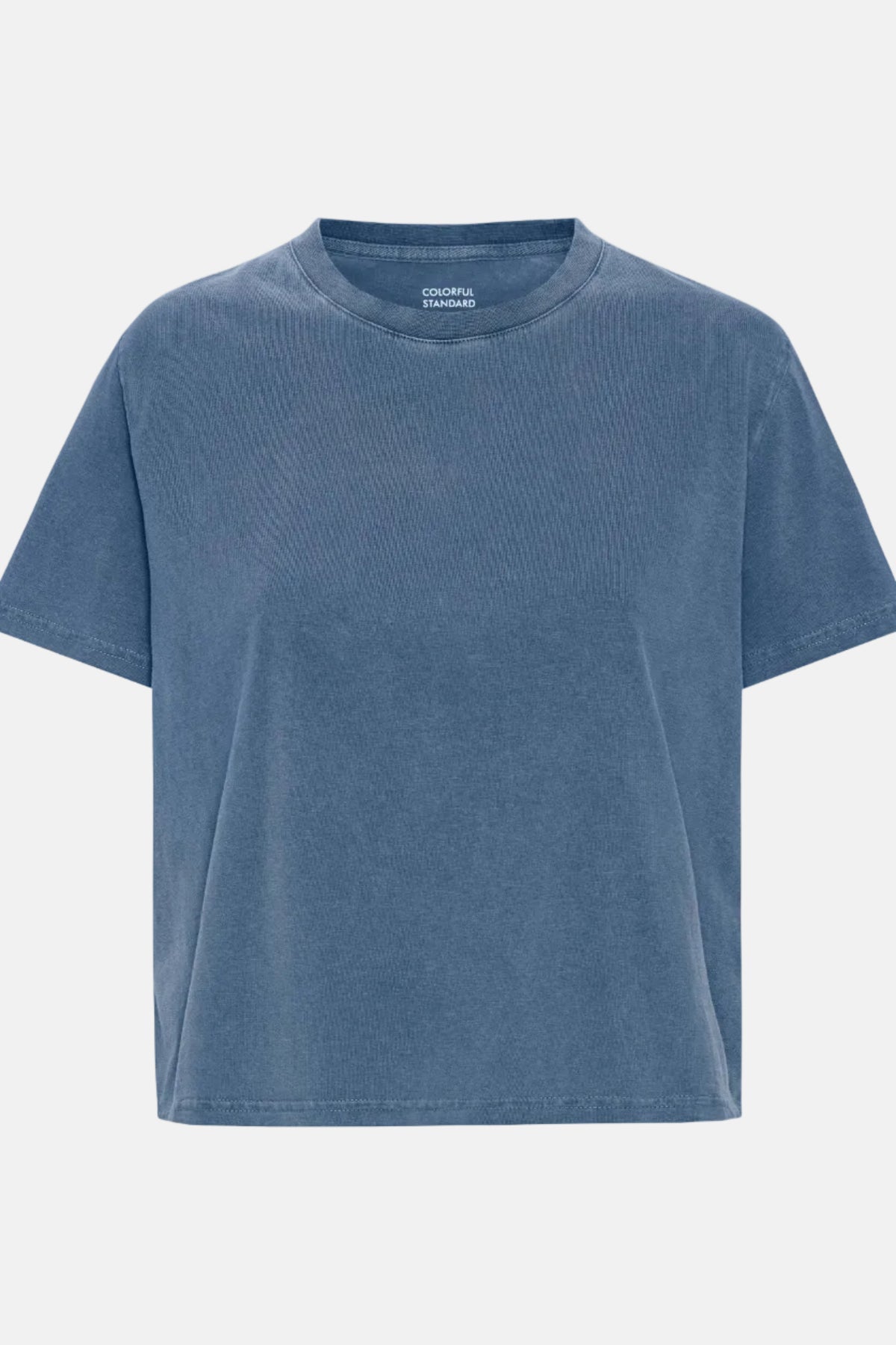 T-shirt Organic Boxy Crop - faded indigo