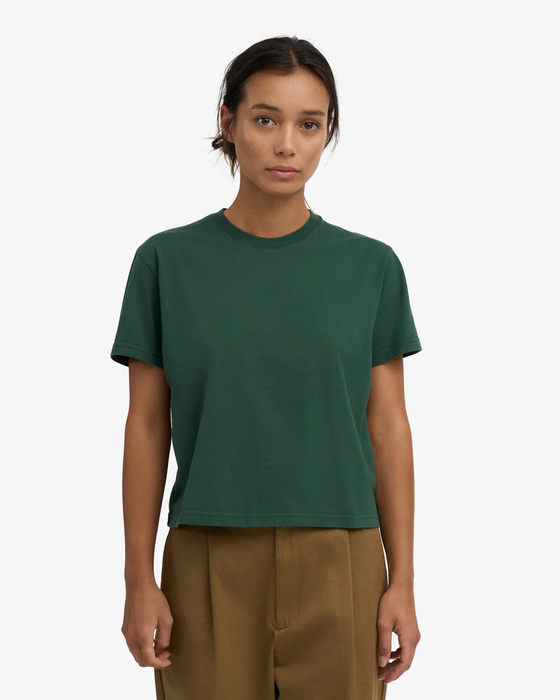 T-shirt Organic Boxy Crop - Emerald Green
