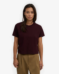 T-shirt Organic Boxy Crop - oxblood red