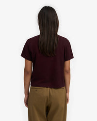 T-shirt Organic Boxy Crop - oxblood red