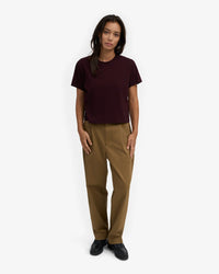 T-shirt Organic Boxy Crop - oxblood red