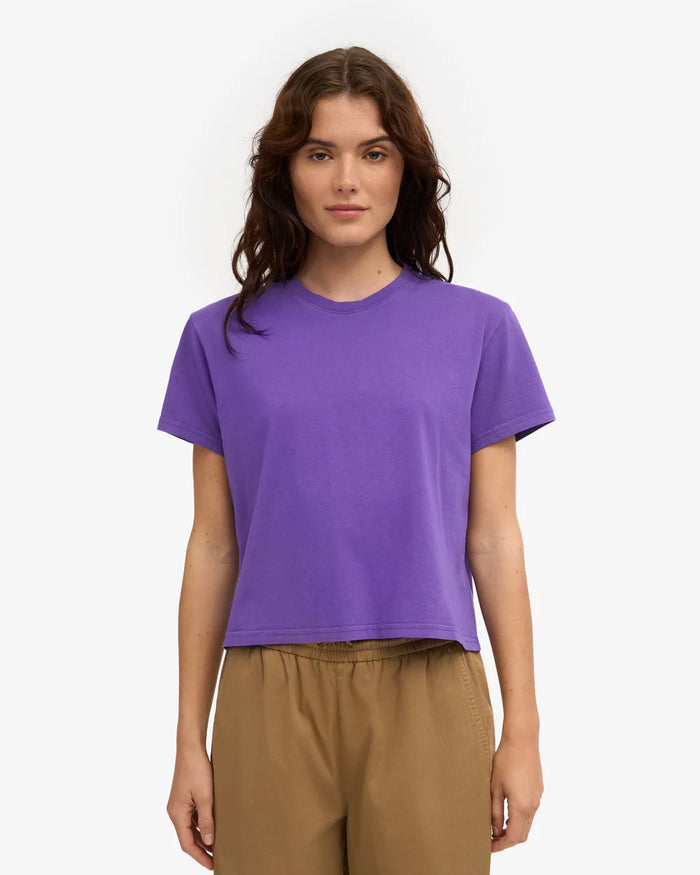 T-shirt Organic Boxy Crop - Ultra violet