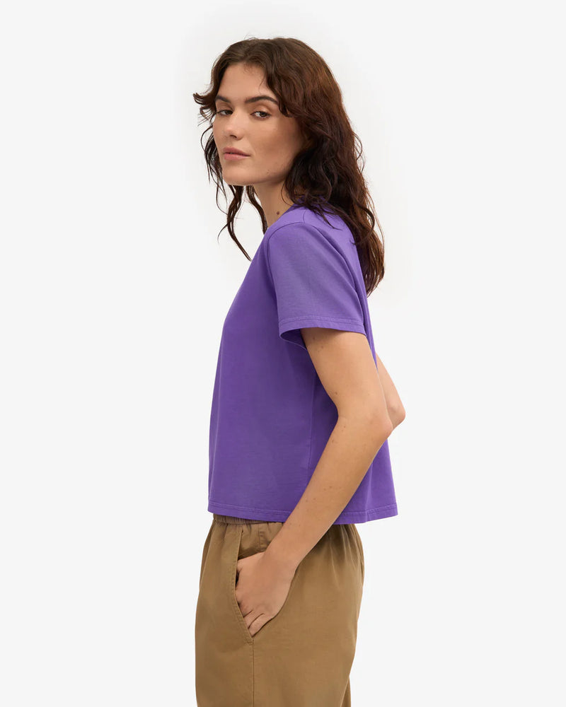 T-shirt Organic Boxy Crop - Ultra violet