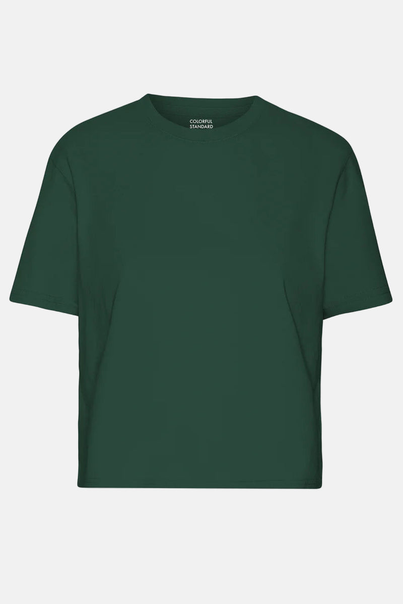 T-shirt Organic Boxy Crop - Emerald Green