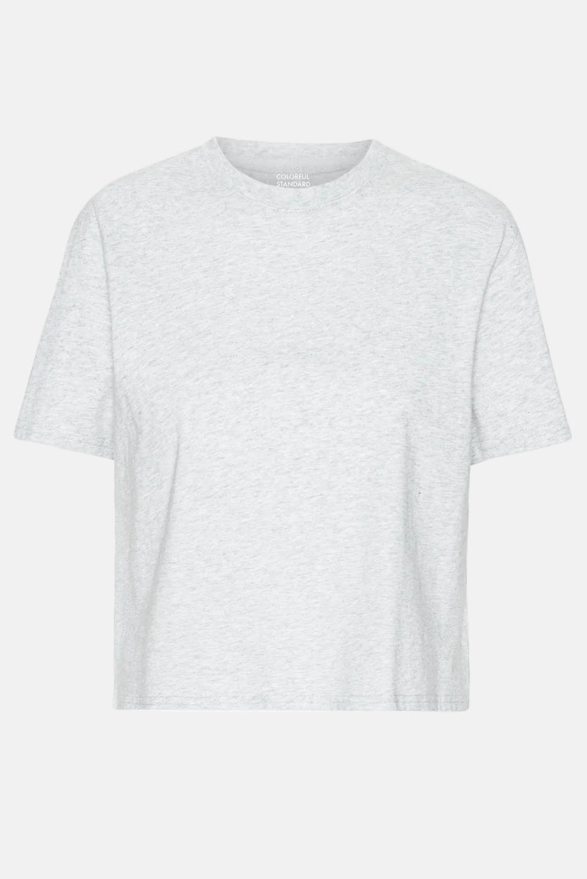 T-shirt Organic Boxy Crop - snow melange