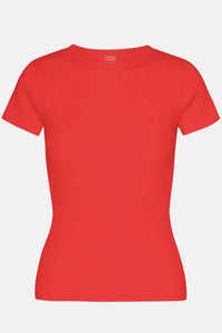 T-shirt Organic Rib SS - red tangerine