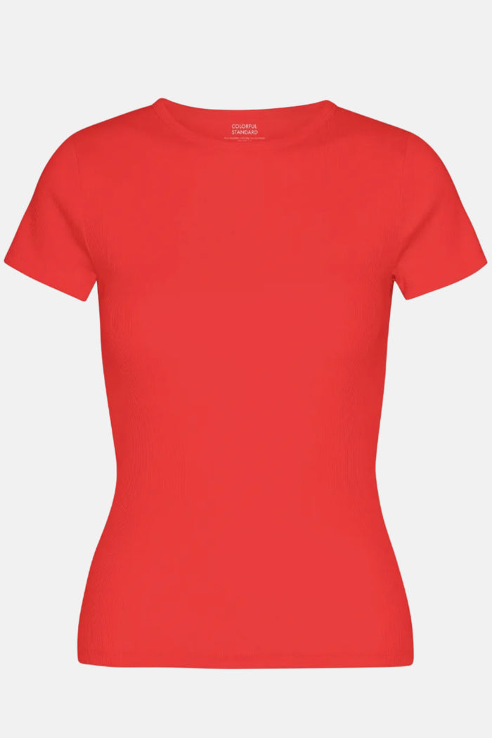 T-shirt Organic Rib SS - red tangerine