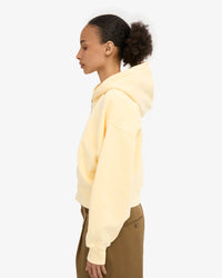 Sweater Organic Crop Zip Hood - soft yellow