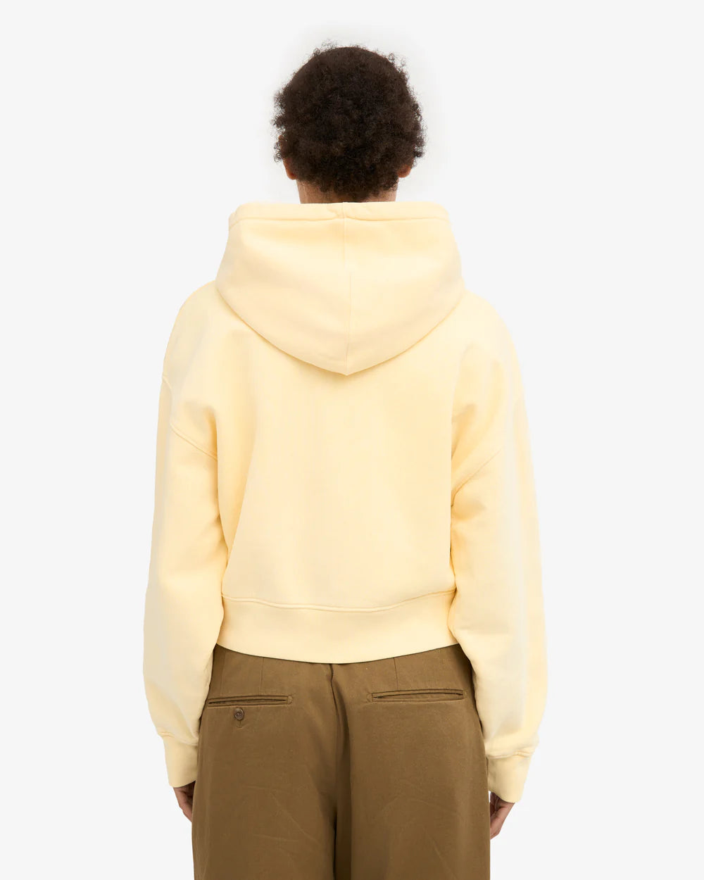 Sweater Organic Crop Zip Hood - soft yellow