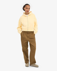Sweater Organic Crop Zip Hood - soft yellow