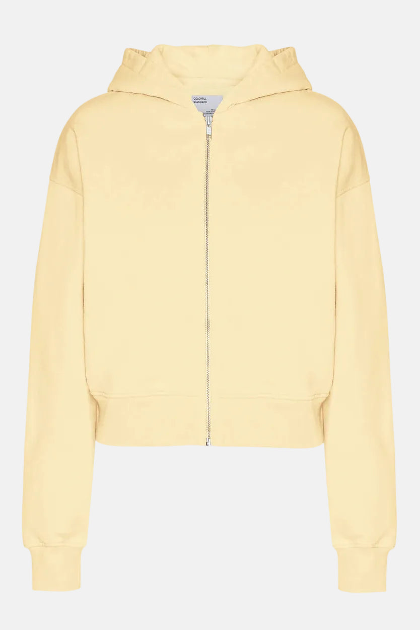 Sweater Organic Crop Zip Hood - soft yellow