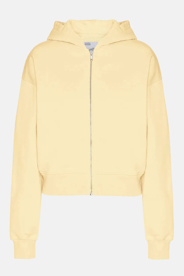 Sweater Organic Crop Zip Hood - soft yellow
