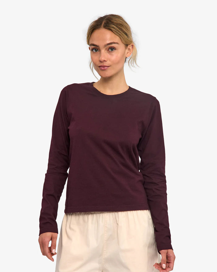 Shirt organic LS - oxblood red
