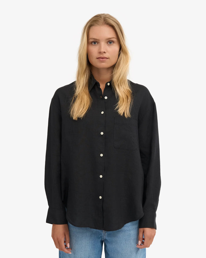 Blouse Linen Oversized - deep black