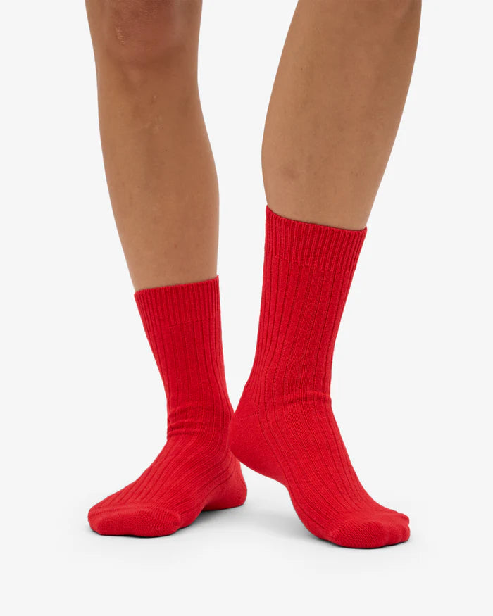 Sokken Merino - red tangerine