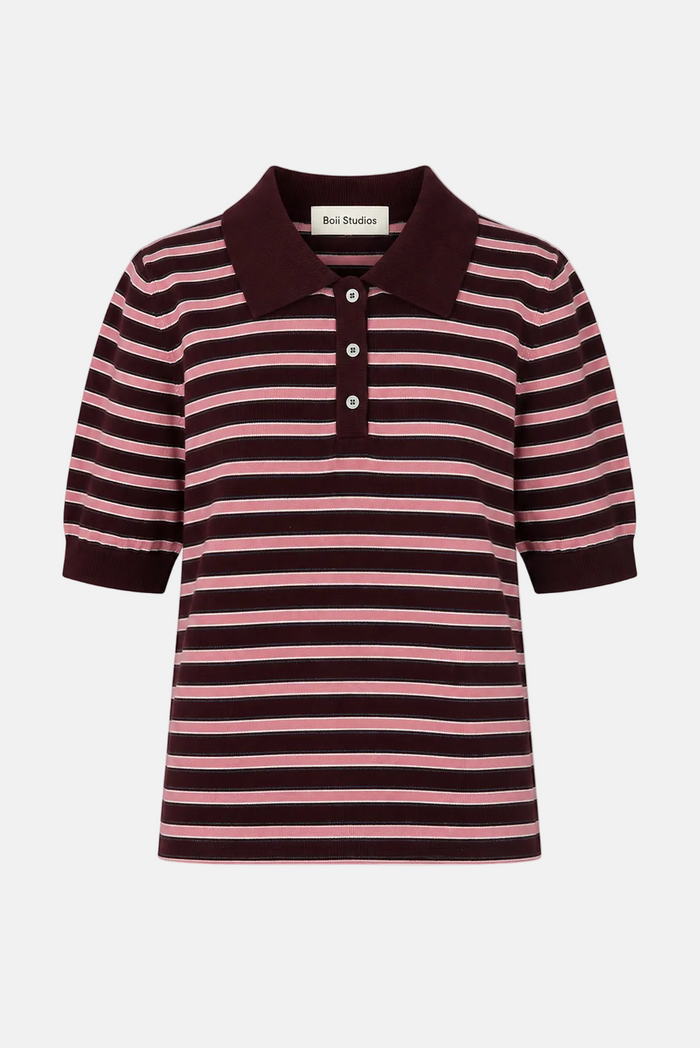 Polo Aduna Knit - stripe bordeaux pink