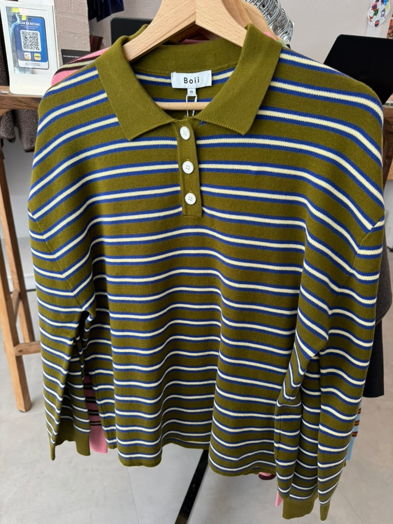Trui Adanne Polo - olive/blue