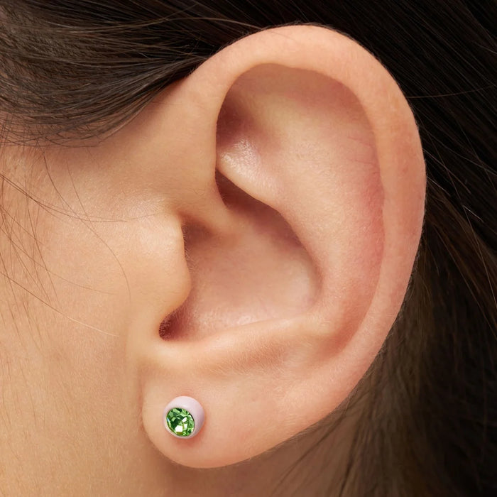 Gala Crystal Round Earring - Olivine Silk Light Pink
