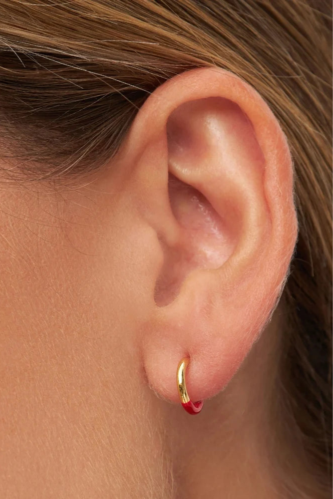 Oorsteker Color Hoop Half Dip - red