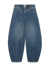 Jeans Barrel Fit With Fleece Inside - medium blue