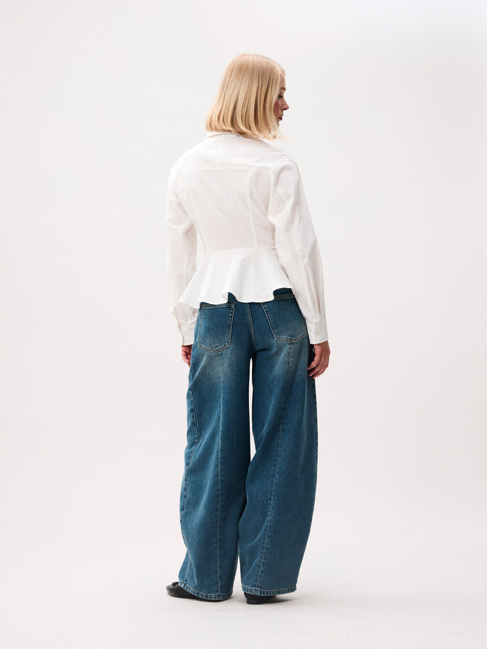 Jeans Barrel Fit With Fleece Inside - medium blue