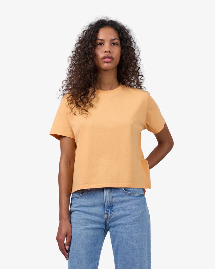 T-shirt Organic Boxy Crop - faded pink