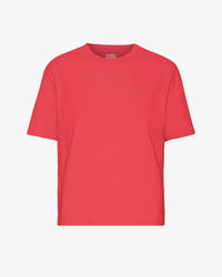 T-shirt Organic Boxy Crop - red tangerine