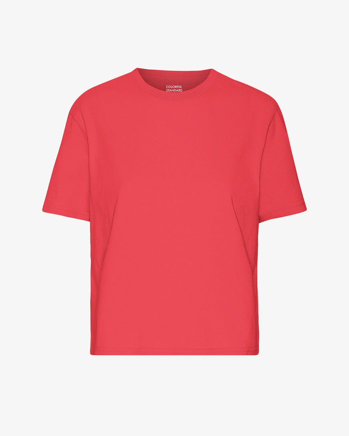 T-shirt Organic Boxy Crop - red tangerine