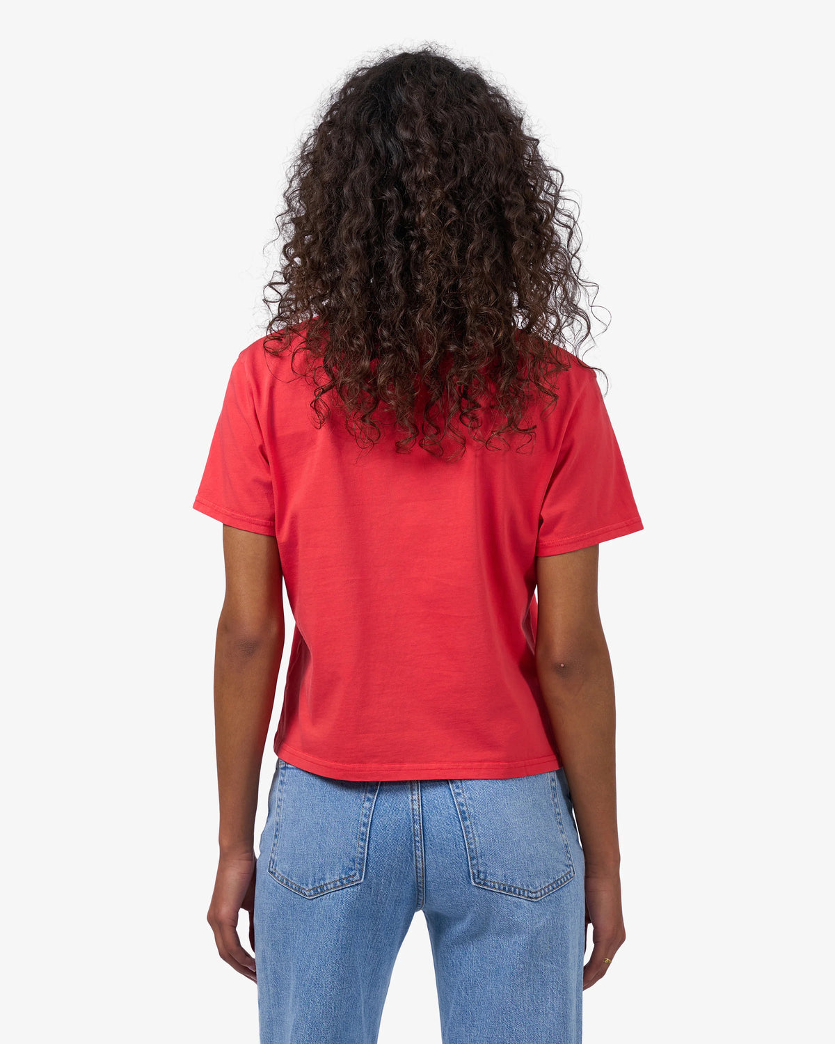 T-shirt Organic Boxy Crop - red tangerine