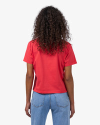 T-shirt Organic Boxy Crop - red tangerine