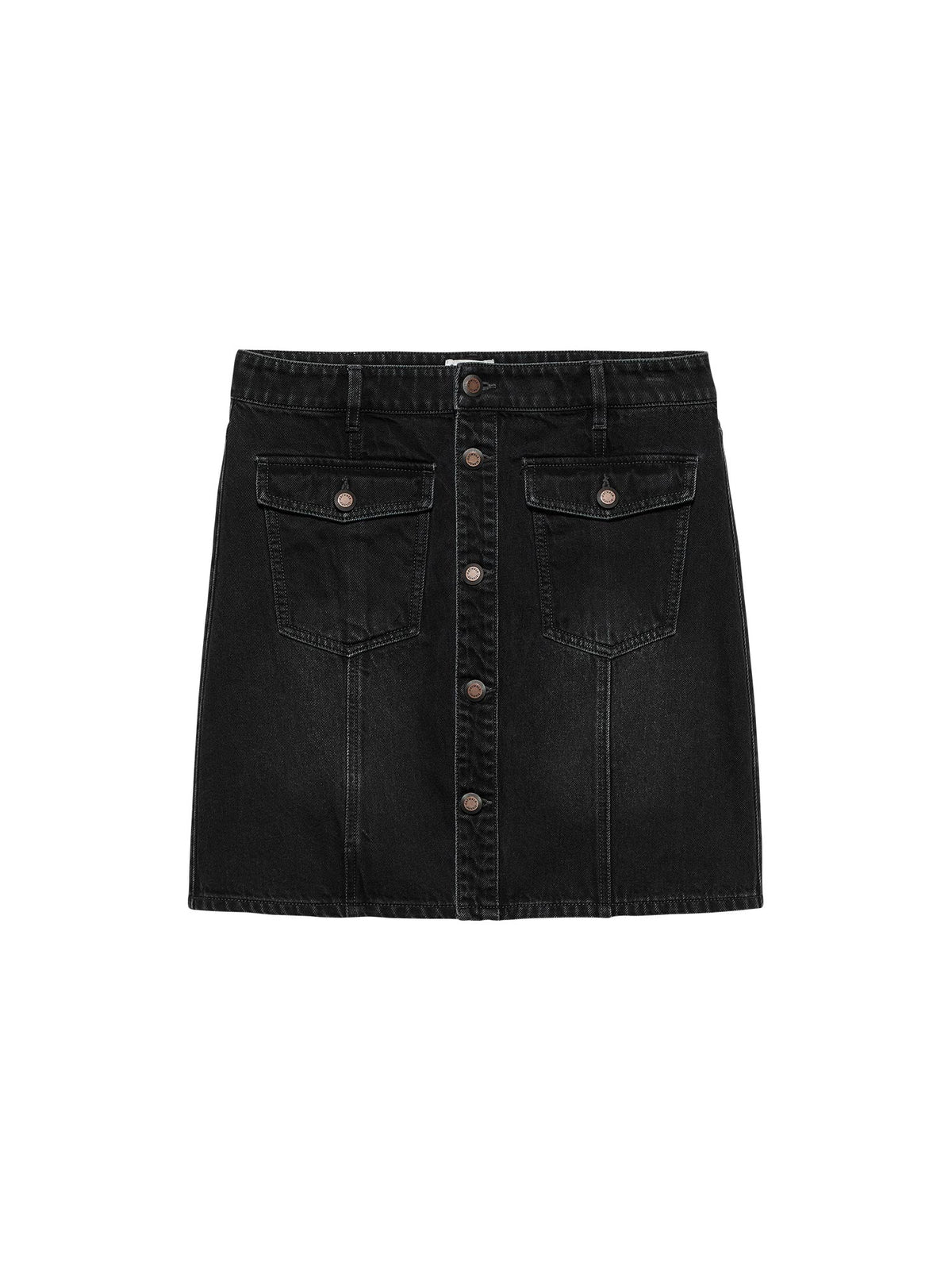 Rok Button Up Denim short Skirt - faded black