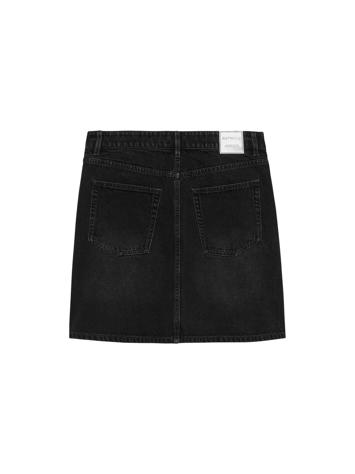 Rok Button Up Denim short Skirt - faded black