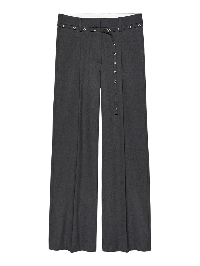 Broek Belted Straight Leg Tailored - donkergrijs