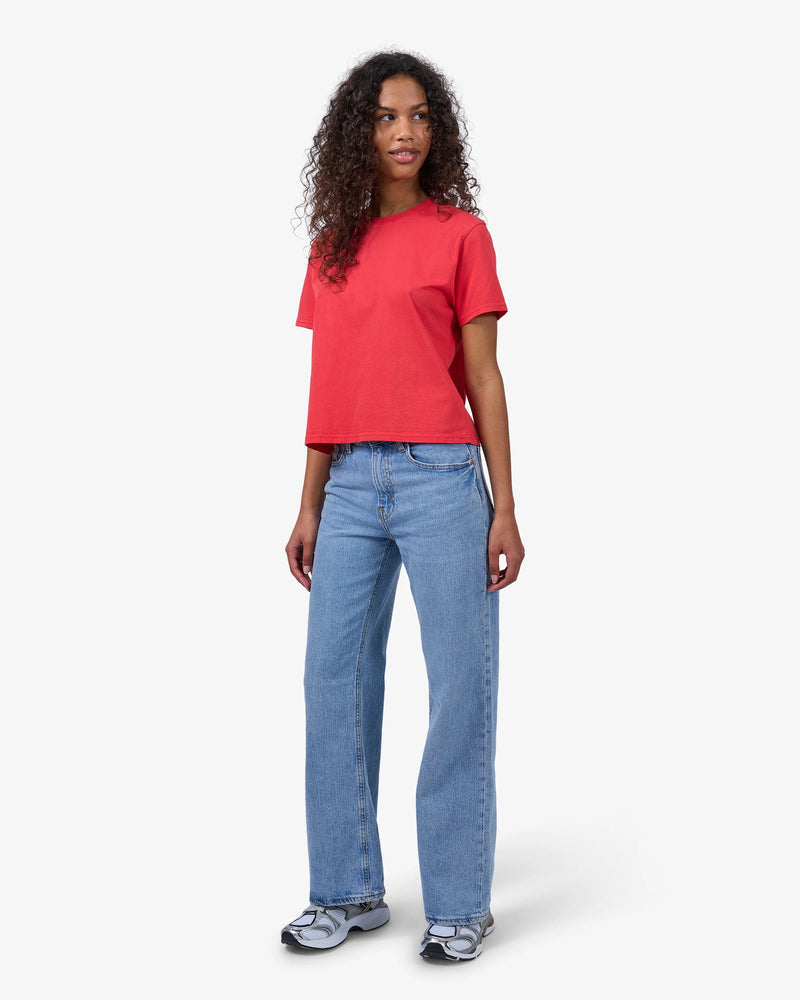 T-shirt Organic Boxy Crop - ivory white