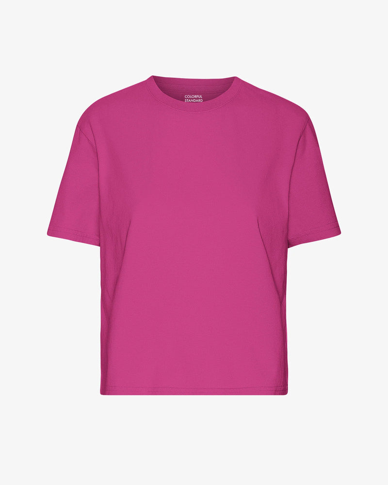 T-shirt Organic Boxy Crop - magenta blaze