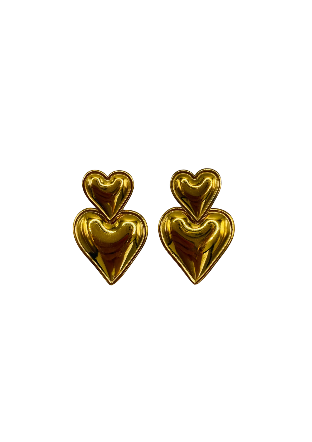 Oorstekers Double Heart - goud