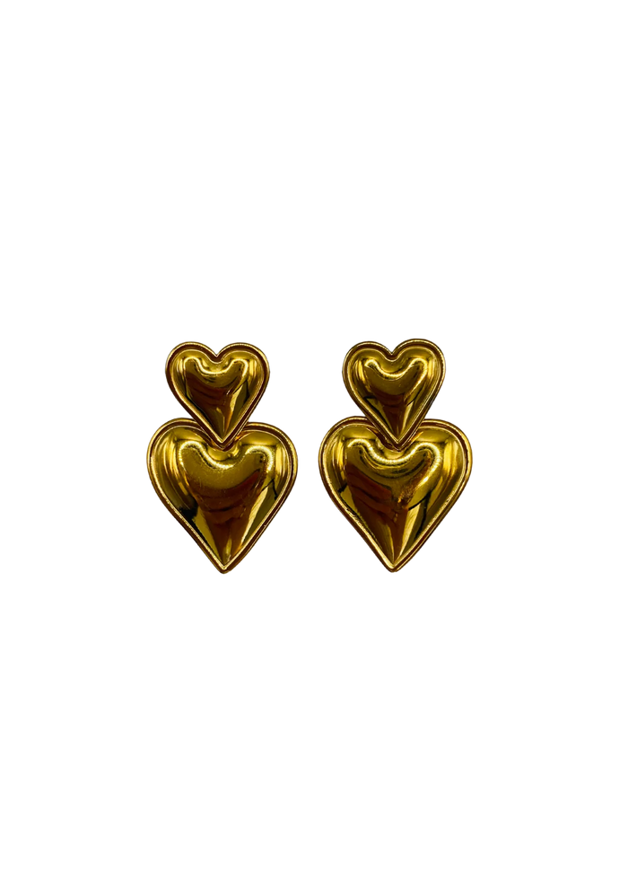 Oorstekers Double Heart - goud