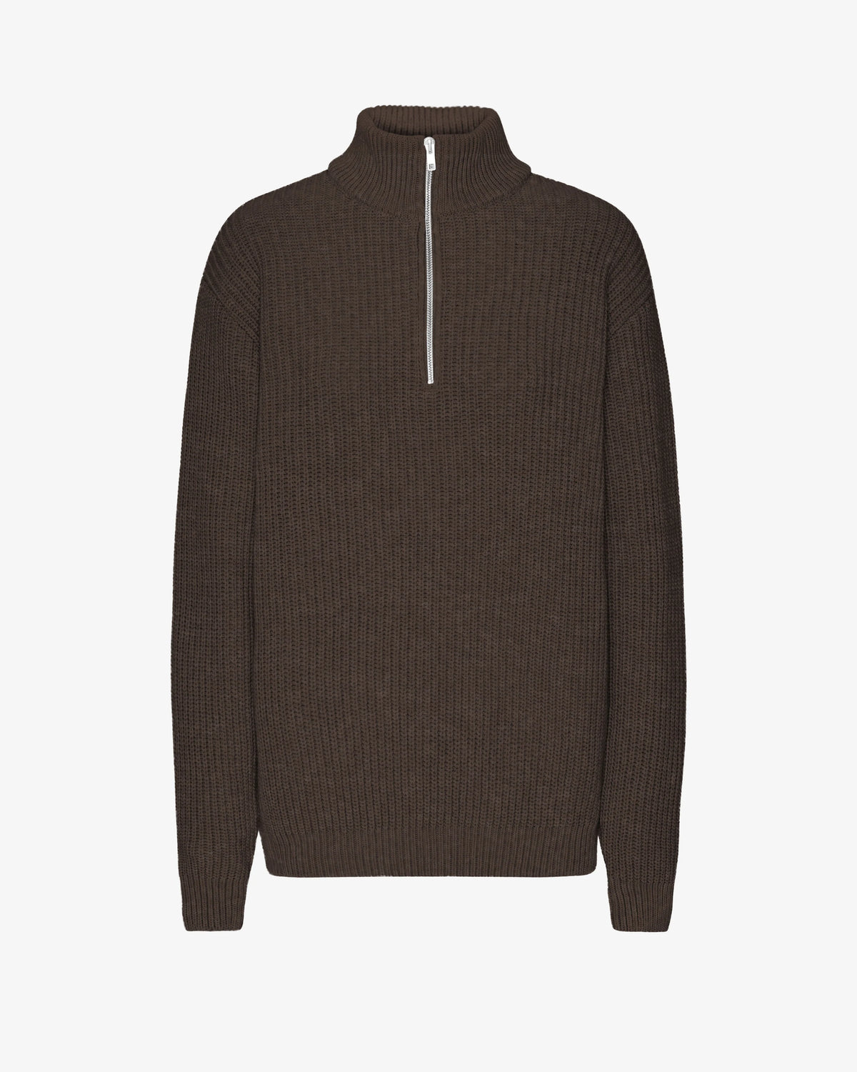 Trui Merino Quarter Zip - coffee brown