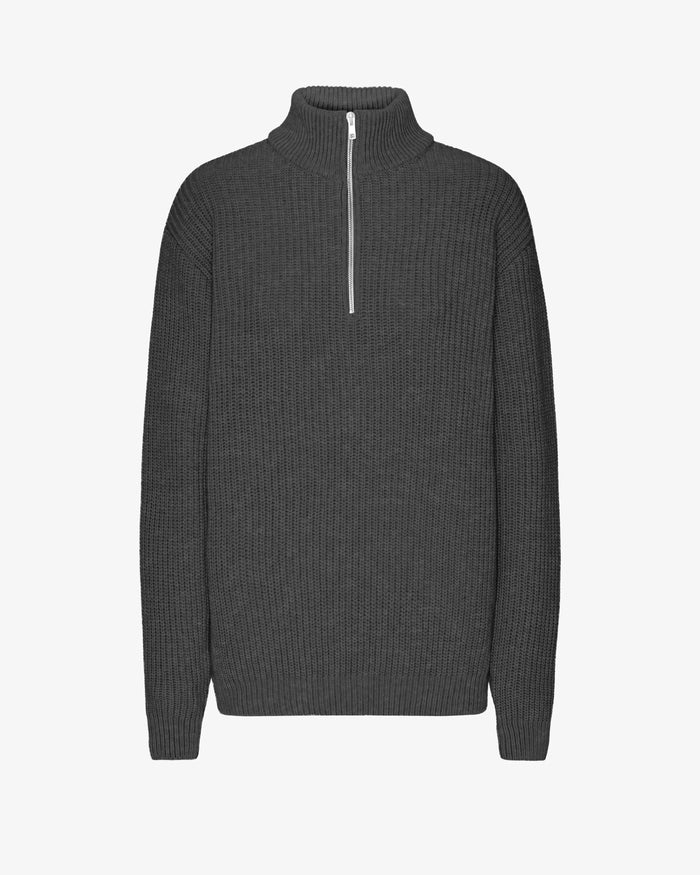 Trui Merino Quarter Zip - lava grey