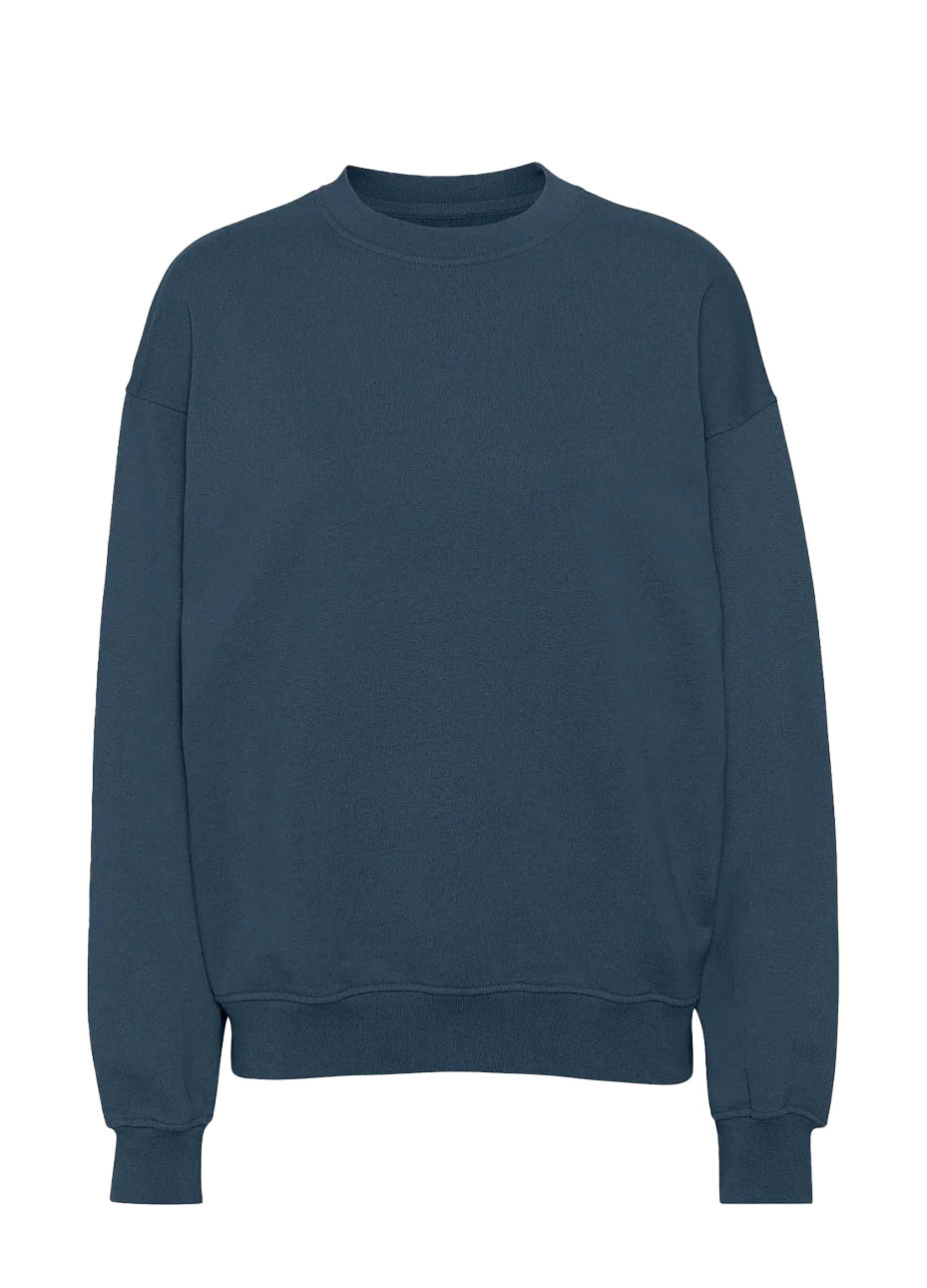 Sweater Organic Oversized Crew - petrol blue