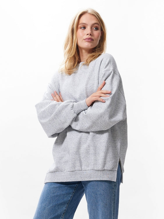 Sweater Relaxed - grijs gespikkeld