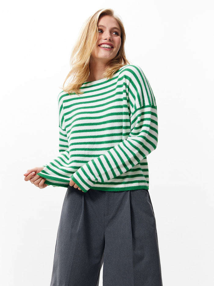 Trui Soft Stripe - groen/wit