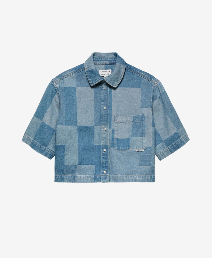 Blouse Patchwork - blauw